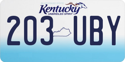 KY license plate 203UBY
