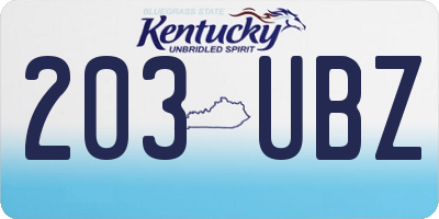 KY license plate 203UBZ