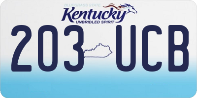 KY license plate 203UCB