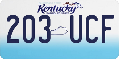 KY license plate 203UCF