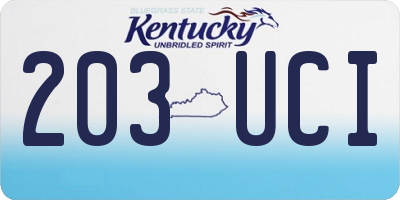 KY license plate 203UCI