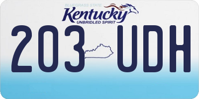 KY license plate 203UDH