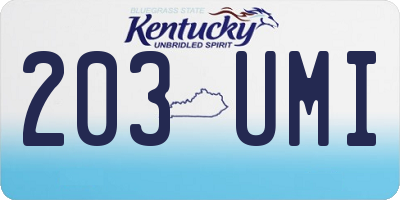 KY license plate 203UMI