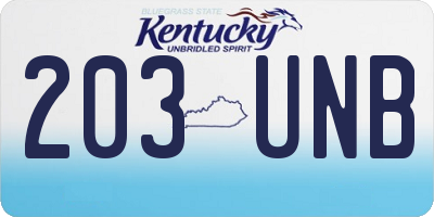 KY license plate 203UNB