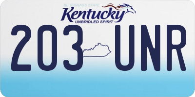 KY license plate 203UNR