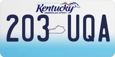 KY license plate 203UQA