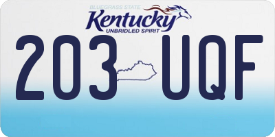 KY license plate 203UQF