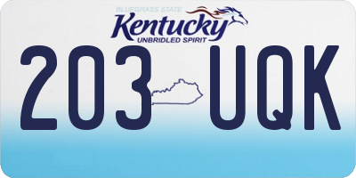 KY license plate 203UQK