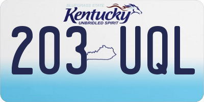 KY license plate 203UQL