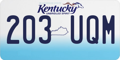 KY license plate 203UQM