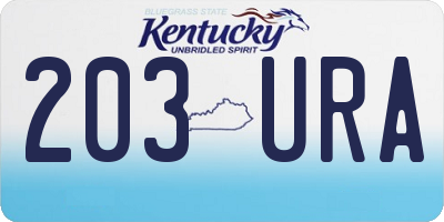 KY license plate 203URA