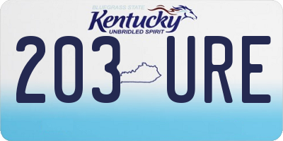 KY license plate 203URE