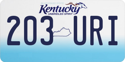 KY license plate 203URI