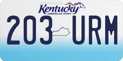 KY license plate 203URM
