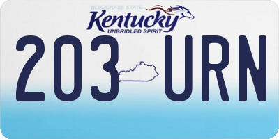 KY license plate 203URN