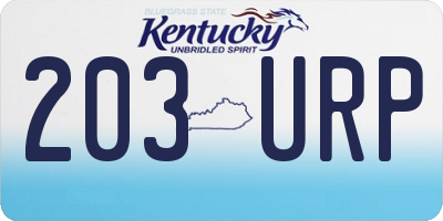 KY license plate 203URP