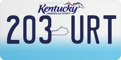 KY license plate 203URT