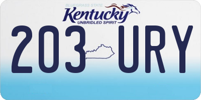 KY license plate 203URY