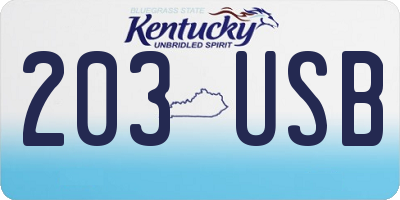 KY license plate 203USB