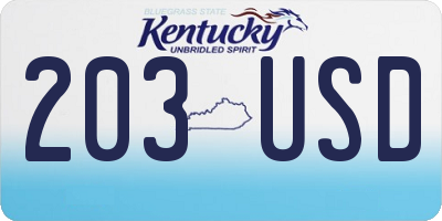 KY license plate 203USD