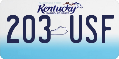 KY license plate 203USF