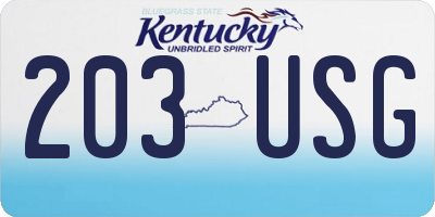 KY license plate 203USG