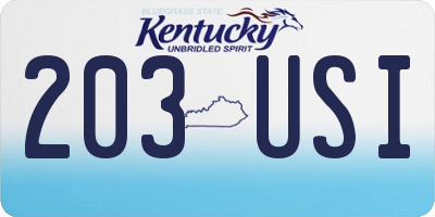 KY license plate 203USI