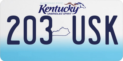 KY license plate 203USK