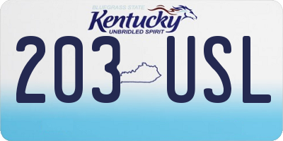 KY license plate 203USL