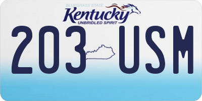 KY license plate 203USM