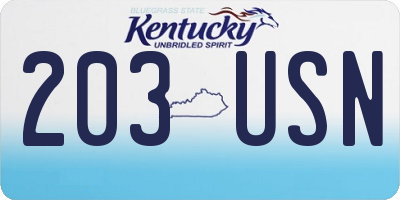 KY license plate 203USN