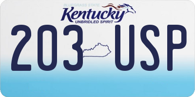 KY license plate 203USP