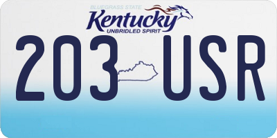 KY license plate 203USR