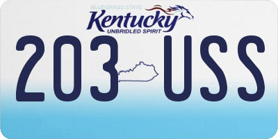 KY license plate 203USS