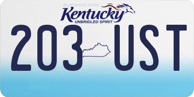 KY license plate 203UST
