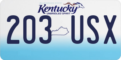 KY license plate 203USX