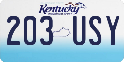 KY license plate 203USY