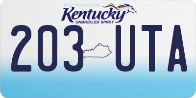 KY license plate 203UTA
