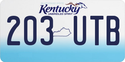 KY license plate 203UTB