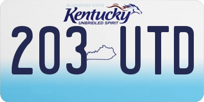KY license plate 203UTD