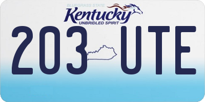 KY license plate 203UTE