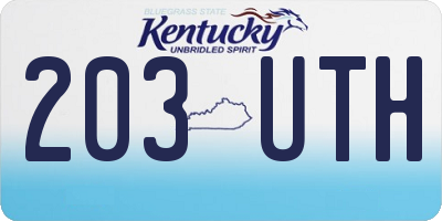 KY license plate 203UTH