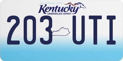 KY license plate 203UTI