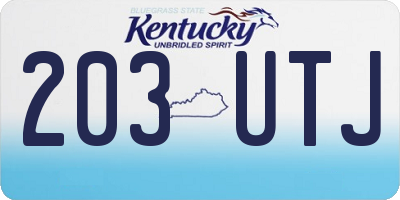 KY license plate 203UTJ