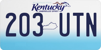 KY license plate 203UTN