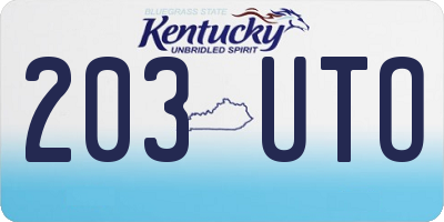 KY license plate 203UTO