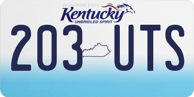 KY license plate 203UTS