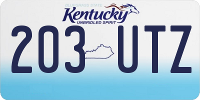 KY license plate 203UTZ