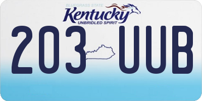 KY license plate 203UUB