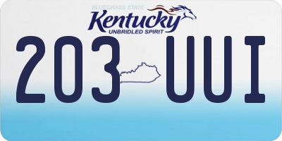 KY license plate 203UUI